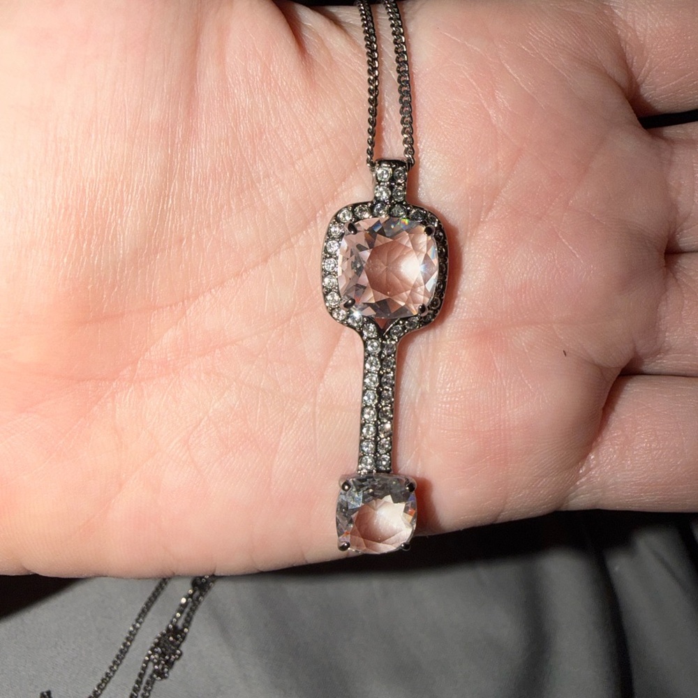 Elegant Silver necklace Clear Stones Swarovski